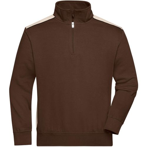 Workwear Half-Zip Sweat - Sweatshirt mit Stehkragen, Reißverschluss und Kontrasteinsätzen [Gr. XS] (Art.-Nr. CA640825) - Strapazierfähige pflegeleichte Baumwoll...