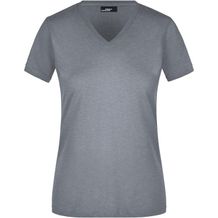 Ladies' Slim Fit V-T - Figurbetontes V-Neck-T-Shirt [Gr. XXL] (grey-heather) (Art.-Nr. CA646605)