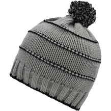 Knitted Winter Beanie with Pompon - Strickmütze aus recyceltem Polyester (light-grey / black) (Art.-Nr. CA655255)