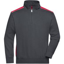 Workwear Half-Zip Sweat - Sweatshirt mit Stehkragen, Reißverschluss und Kontrasteinsätzen [Gr. M] (carbon/red) (Art.-Nr. CA668626)