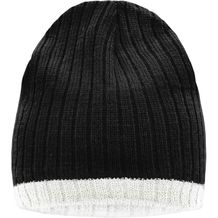 Knitted Hat - Strickmütze in klassischer Ripp-Optik (black/off-white) (Art.-Nr. CA672903)