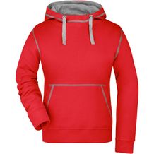 Ladies' Lifestyle Hoody - Kapuzensweat mit modischen Kontrastnähten [Gr. M] (red/grey-heather) (Art.-Nr. CA675599)