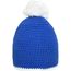 Pompon Hat with Contrast Stripe - Häkelmütze mit Kontrastrand und Pompon (blue/white) (Art.-Nr. CA687538)