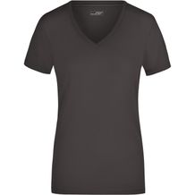 Ladies' Stretch V-T - T-Shirt aus weichem Elastic-Single-Jersey [Gr. XL] (charcoal) (Art.-Nr. CA690934)