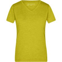 Ladies' Heather T-Shirt - Modisches T-Shirt mit V-Ausschnitt [Gr. S] (yellow-melange) (Art.-Nr. CA703651)