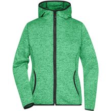 Ladies' Knitted Fleece Hoody - Kapuzenjacke aus Strickfleece in Melange-Optik [Gr. L] (green-melange/black) (Art.-Nr. CA714062)