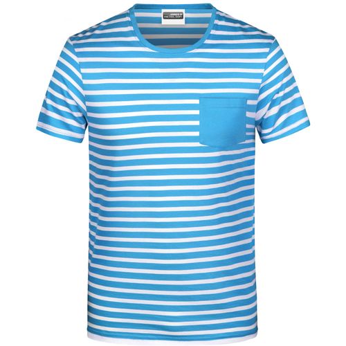 Men's T-Shirt Striped - T-Shirt in maritimem Look mit Brusttasche [Gr. 3XL] (Art.-Nr. CA723090) - 100% gekämmte, ringgesponnene BIO-Baumw...