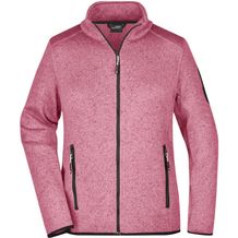 Ladies' Knitted Fleece Jacket - Modische Strickfleece Jacke mit Stehkragen [Gr. S] (pink-melange/off-white) (Art.-Nr. CA742350)