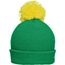 Pompon Hat with Brim - Strickmütze mit Umschlag und Pompon (fern-green/yellow) (Art.-Nr. CA753099)