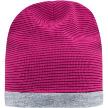 Structured Beanie - Stretchfleece-Mütze mit Kontrastabschluss (pink / grey-heather) (Art.-Nr. CA755355)