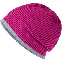 Structured Beanie - Stretchfleece-Mütze mit Kontrastabschluss (pink/grey-heather) (Art.-Nr. CA755355)