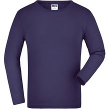 Junior Shirt Long-Sleeved Medium - Langarm T-Shirt aus Single Jersey [Gr. XS] (aubergine) (Art.-Nr. CA791683)
