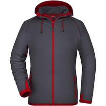 Ladies' Hooded Fleece - Modische Fleece Kapuzenjacke [Gr. L] (carbon/red) (Art.-Nr. CA804860)