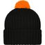 Knitted Cap with Pompon - Trendige Pomponmütze in vielen Farben (black/orange) (Art.-Nr. CA815359)