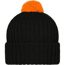 Knitted Cap with Pompon - Trendige Pomponmütze in vielen Farben [Gr. one size] (black/orange) (Art.-Nr. CA815359)