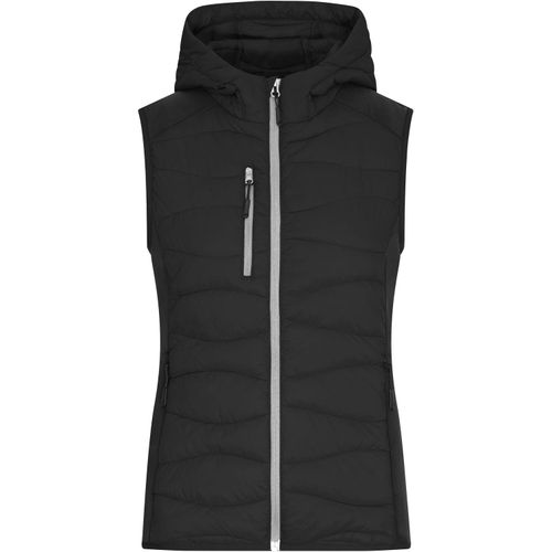 Ladies' Hybrid Vest - Sportliche Weste mit Kapuze im attraktiven Materialmix [Gr. M] (Art.-Nr. CA824647) - Pflegeleichter Stretchfleece kombiniert...