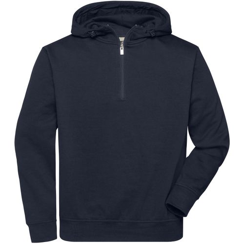 BIO Workwear-Half Zip Hoody - Sweatshirt mit Kapuze und Reißverschluss [Gr. L] (Art.-Nr. CA833624) - Strapazierfähige, pflegeleichte Baumwol...