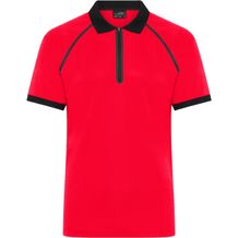 Men's Zip-Polo - Polo mit Reißverschluss aus Funktions-Polyester für Promotion, Sport und Freizeit [Gr. 3XL] (light-red/black) (Art.-Nr. CA839405)