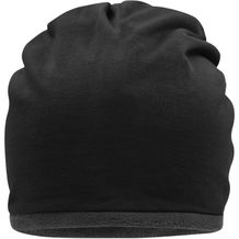 Fleece Beanie - Lässige Mütze mit Fleece-Kontrastabschluss (black/carbon) (Art.-Nr. CA840416)