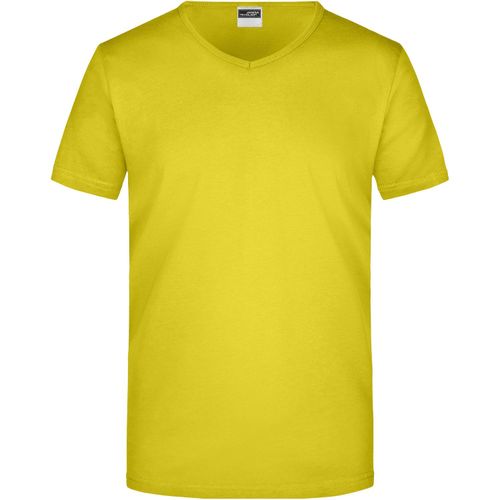 Men's Slim Fit V-T - Figurbetontes V-Neck-T-Shirt [Gr. S] (Art.-Nr. CA855250) - Einlaufvorbehandelter Single Jersey
Gek...
