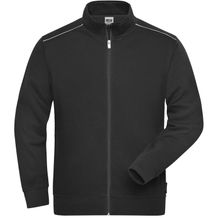 Men's Workwear Sweat-Jacket - Sweatjacke mit Stehkragen und Kontrastpaspel [Gr. XS] (black) (Art.-Nr. CA860713)