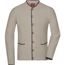 Men's Traditional Knitted Jacket - Strickjacke im klassischen Trachtenlook [Gr. S] (beige/anthracite-melange/red) (Art.-Nr. CA861226)