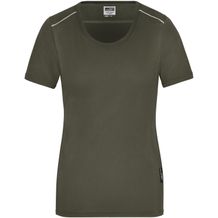 Ladies' Workwear T-Shirt - Strapazierfähiges und pflegeleichtes T-shirt mit Kontrastpaspel [Gr. XL] (olive) (Art.-Nr. CA867561)