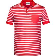 Men's Polo Striped - Polo in maritimem Look mit Brusttasche [Gr. XXL] (red/white) (Art.-Nr. CA883771)