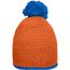 Pompon Hat with Contrast Stripe - Häkelmütze mit Kontrastrand und Pompon (orange/aqua) (Art.-Nr. CA886886)