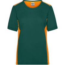 Ladies' Workwear T-Shirt - Strapazierfähiges und pflegeleichtes T-Shirt mit Kontrasteinsätzen [Gr. XS] (dark-green/orange) (Art.-Nr. CA915235)