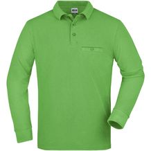 Men's Workwear Polo Pocket Longsleeve - Pflegeleichtes und strapazierfähiges Langarm Polo mit Brusttasche [Gr. XL] (lime-green) (Art.-Nr. CA916344)