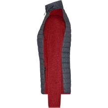 Ladies' Knitted Hybrid Jacket - Strickfleecejacke im stylischen Materialmix (red-melange / anthracite-melange) (Art.-Nr. CA923967)