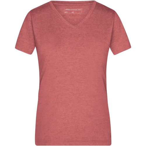 Ladies' Heather T-Shirt - Modisches T-Shirt mit V-Ausschnitt [Gr. L] (Art.-Nr. CA925327) - Hochwertige Melange Single Jersey...