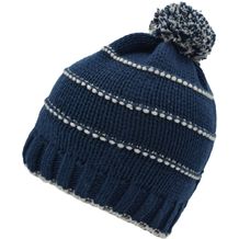 Knitted Winter Beanie with Pompon - Strickmütze aus recyceltem Polyester (navy / light-grey) (Art.-Nr. CA930962)