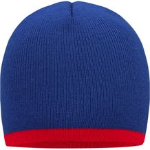Beanie with Contrasting Border - Enganliegende Strickmütze ohne Umschlag [Gr. one size] (royal/red) (Art.-Nr. CA935545)