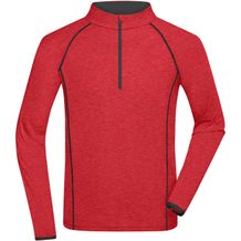 Men's Sports Shirt Longsleeve - Langarm Funktionsshirt für Fitness und Sport [Gr. M] (red-melange/titan) (Art.-Nr. CA951515)