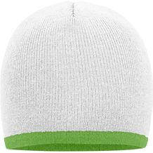 Beanie with Contrasting Border - Enganliegende Strickmütze ohne Umschlag [Gr. one size] (white/lime-green) (Art.-Nr. CA960985)