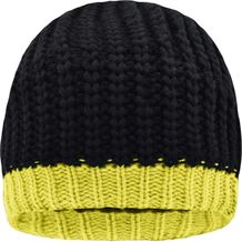 Wintersport Hat - Strickmütze mit Kontrastabschluss [Gr. one size] (black/acid-yellow) (Art.-Nr. CA980101)