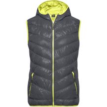 Ladies' Down Vest - Ultraleichte sportliche Daunenweste mit Kapuze [Gr. XL] (carbon/acid-yellow) (Art.-Nr. CA985707)