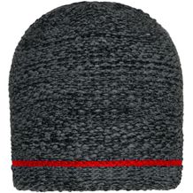 Coarse Knitted Beanie - Grob gestrickte Wintermütze (black-melange/red) (Art.-Nr. CA986184)