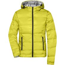 Ladies' Hooded Down Jacket - Daunenjacke mit Kapuze in neuem Design, Steppung der Jacke ist geklebt und nicht genäht [Gr. S] (yellow/silver) (Art.-Nr. CA988821)