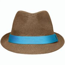 Street Style - Stylisher, sommerlicher Streetwear Hut mit breitem kontrastfarbigem Band [Gr. S/M] (brown/turquoise) (Art.-Nr. CA989984)