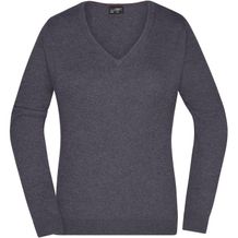 Ladies' V-Neck Pullover - Klassischer Baumwoll-Pullover [Gr. L] (anthracite-melange) (Art.-Nr. CA991570)