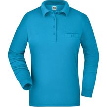 Ladies' Workwear Polo Pocket Longsleeve - Pflegeleichtes und strapazierfähiges Langarm Polo mit Brusttasche [Gr. XL] (Turquoise) (Art.-Nr. CA995973)
