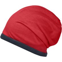 Fleece Beanie - Lässige Mütze mit Fleece-Kontrastabschluss (red / carbon) (Art.-Nr. CA999948)