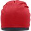 Fleece Beanie - Lässige Mütze mit Fleece-Kontrastabschluss (red/carbon) (Art.-Nr. CA999948)
