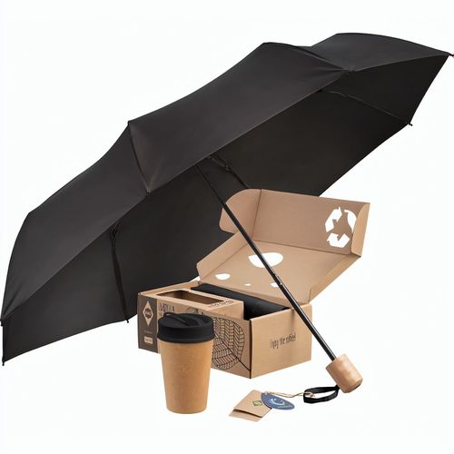 FARE® Set ÖkoBrella To Go (Art.-Nr. CA806182) - Schirm: Nachhaltiger Handöffner-Taschen...