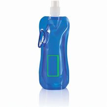 Faltbare Wasserflasche mit Karabiner (blau / weiß) (Art.-Nr. CA018234)