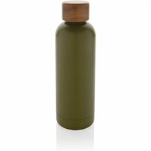 Wood Vakuumflasche aus RCS recyceltem Stainless-Steel (grün) (Art.-Nr. CA105687)