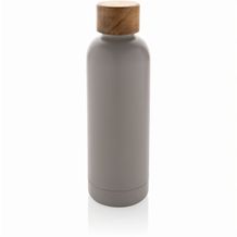 Wood Vakuumflasche aus RCS recyceltem Stainless-Steel (Grau) (Art.-Nr. CA123083)